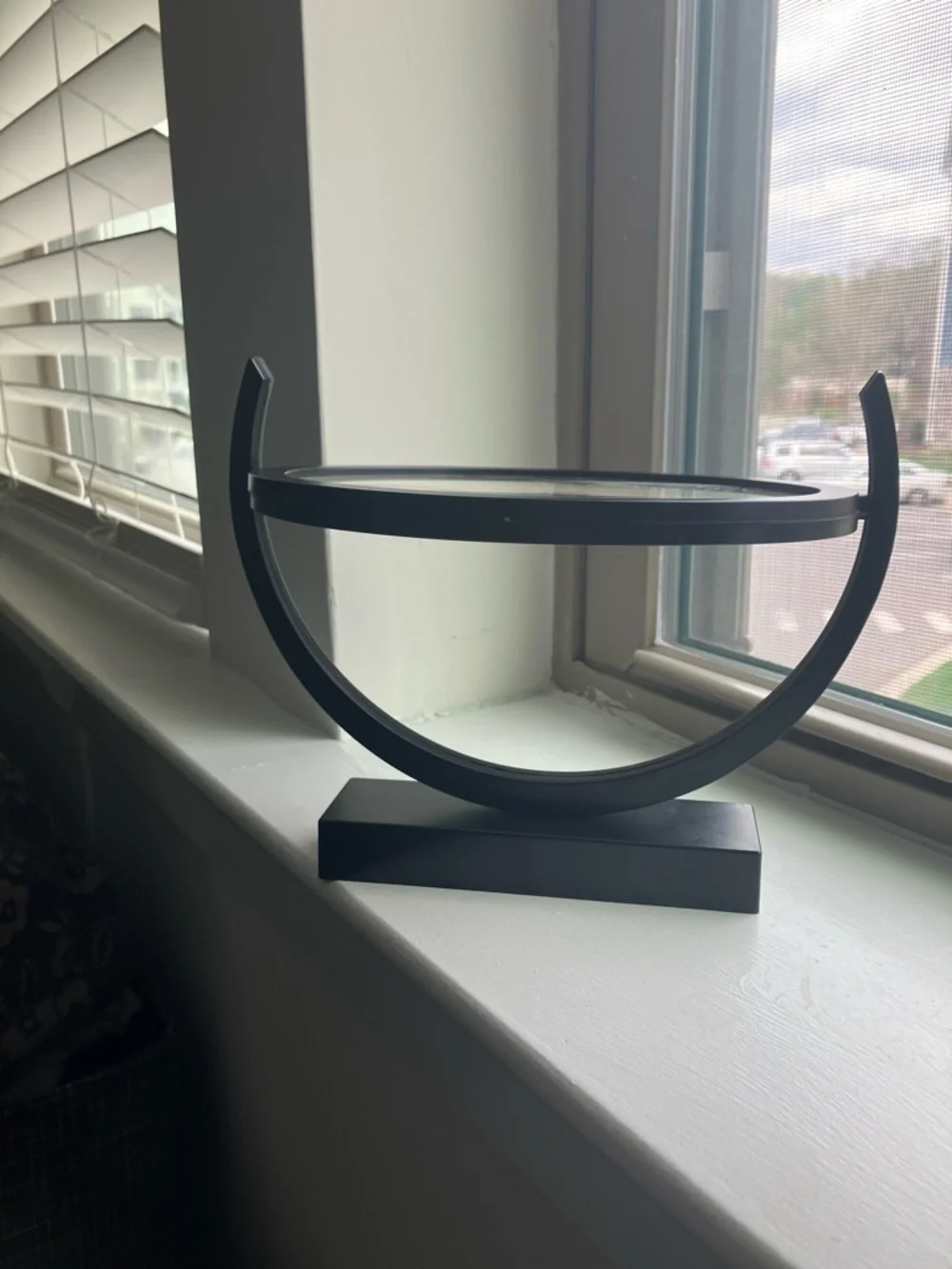 Round Sand Art Display with Black Frame and Gold & Black Sand